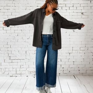 Nwt AE Black 🖤 Oversized Shacket Shirt Sz Large